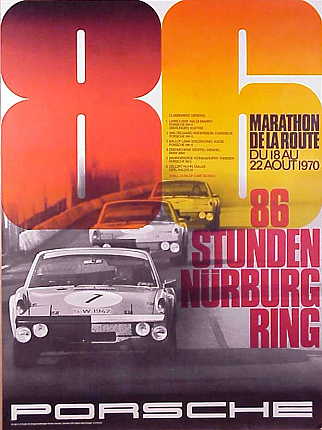 Porsche on Porsche Poster  86 Stunden Nurburgring  Marathon De La Route