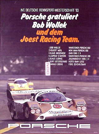 Int. Deutsche Rennsportmeisterschaft, Porsche gratuliert Bob Wollek und dem Joest Racing Team