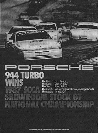 Porsche 944 Turbo wins 1987 SCCA, Showroom Stock GT National Championship