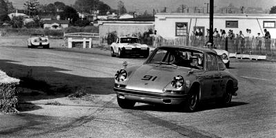 Davey Jordan in Porsche 911 turn 4 Santa Barbara 1967