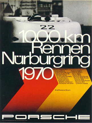 Vintage Porsche Factory Poster 1000 km Rennen Nurburgring 1970
