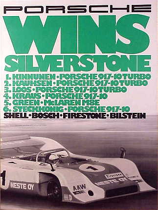 Vintage Porsche Factory Poster Porsche wins Silverstone