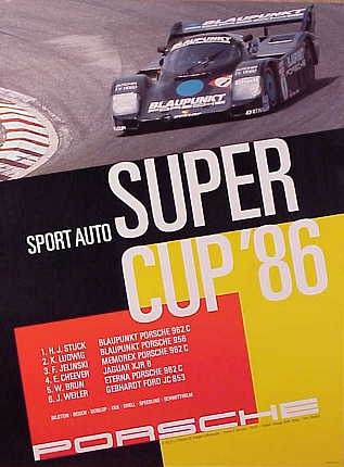 Vintage Porsche Factory Poster: Sportauto Super Cup 1986