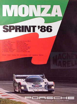 Vintage Porsche Factory Poster: Monza Sprint 1986