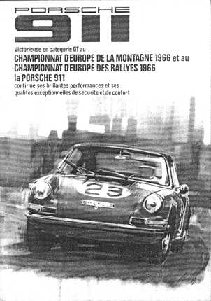 Poster: 911, Championnat d Europe de la Montagne 1966 et au, Championnat d Europe de Rallyes 1966 la Porsche 911