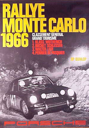 Poster: Rallye Monte Carlo 1966 Classement General Grand Tourisme