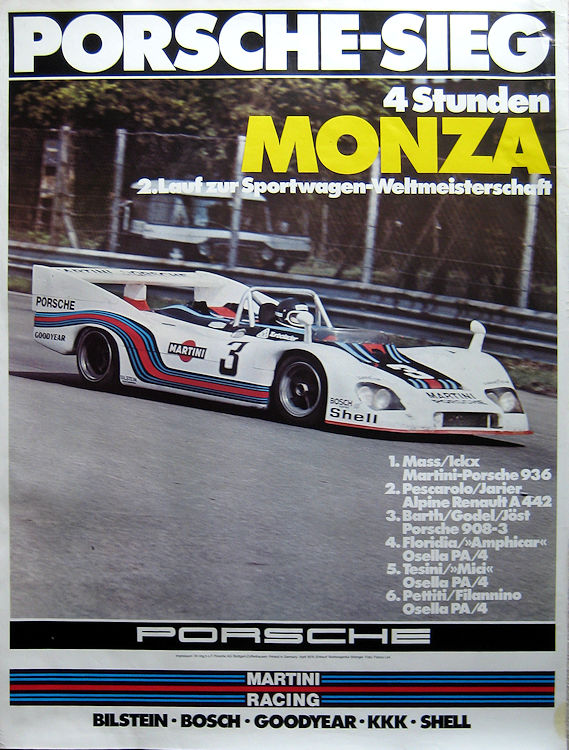 Porsche-Sieg, 4 Stunden Monza, 2. Lauf zur Sportwagen-Weltmeisterschaft