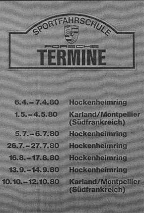 Sportfahrschule Porsche Termine