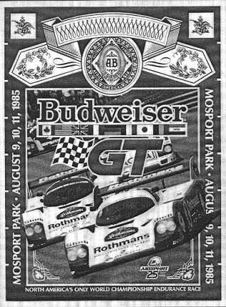 Poster: Budweiser GT, Mosport Park - August 9, 10, 11, 1985