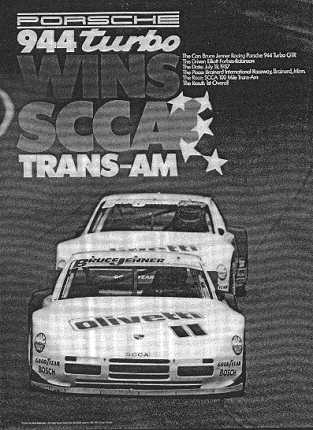 Porsche 944 turbo wins, SCCA Trans-Am