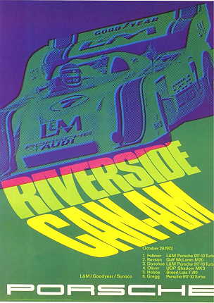 Vintage Porsche Factory Poster Riverside Can-Am 1972