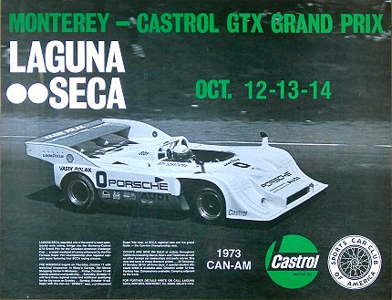 Vintage Porsche Factory Poster Laguna Seca Can-Am 1973 (Vasek Polak)