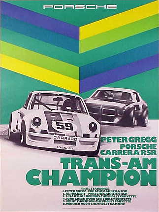 Vintage Porsche Factory Poster Peter Gregg Trans-Am Champion