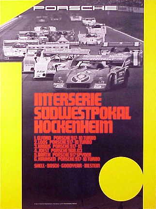 Vintage Porsche Factory Poster Interserie Sudwestpokal Hockenheim 1973
