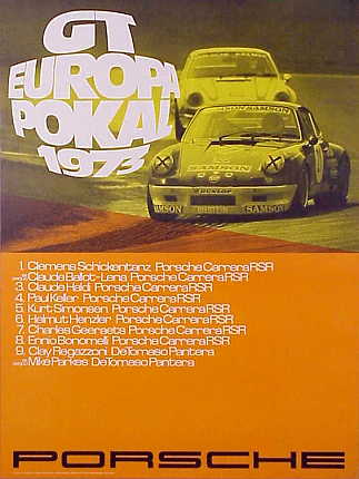 Vintage Porsche Factory Poster GT-Europa Pokal 1973 
