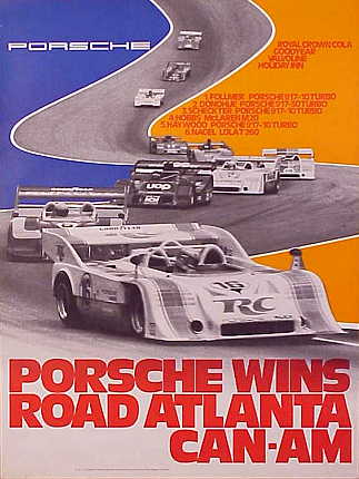 Vintage Porsche Factory Poster Porsche wins Road Atlanta Can-Am