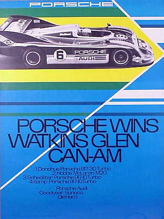 Vintage Porsche Factory Poster Porsche wins Watkins Glen Can-Am 1973