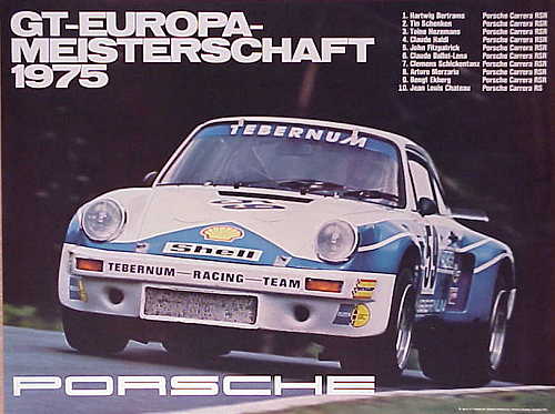 Vintage Porsche Factory Poster GT-Europa-Meisterschaft 1975