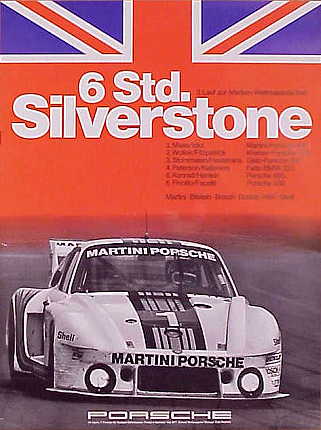 Vintage Porsche Factory Poster 6 Stunden Silverstone, 3. Lauf zur Marken-WM 1977
