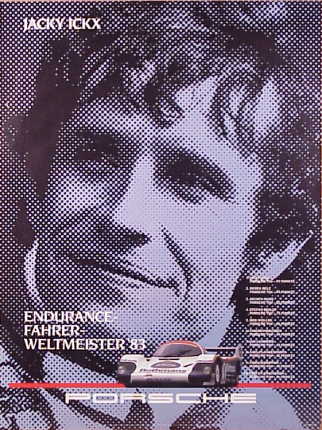 Vintage Porsche Factory Poster: Jacky Ickx, Endurance Fahrer-Weltmeister 1983