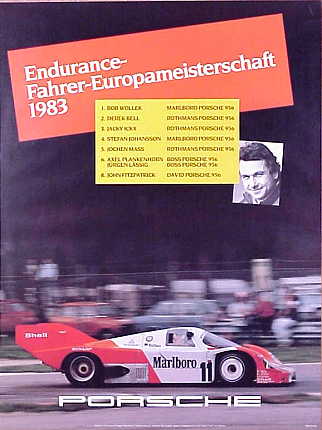 Vintage Porsche Factory Poster: Endurance-Fahrer-Europameisterschaft 1983
