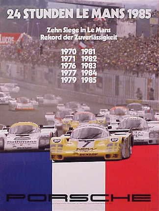 Vintage Porsche Factory Poster: 24 Stunden Le Mans 1985