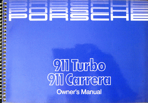 Porsche 911 Turbo/911 Carrera Owner's Manual - 1986